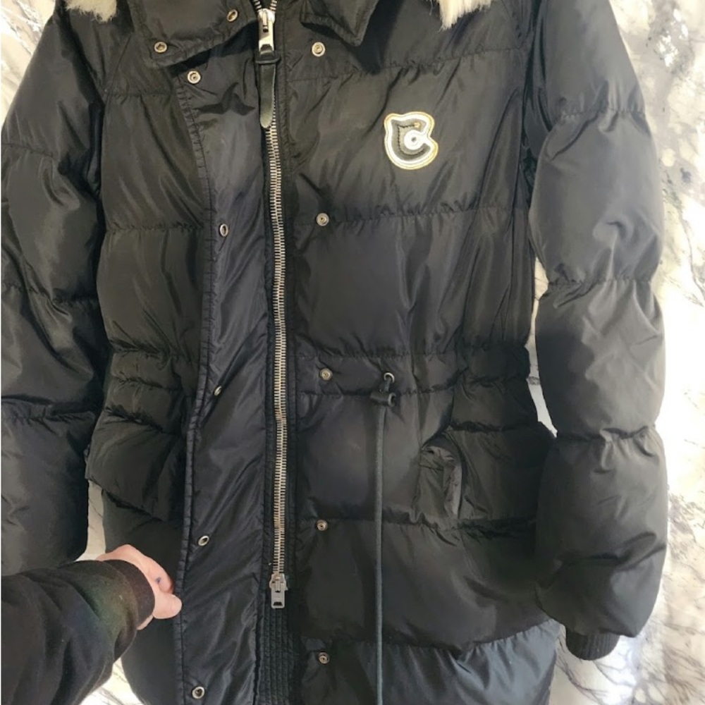 COACH Long Winter Parka Jacket/Coat fur lined hood black NWOT size 2 / S - Picture 3 of 6